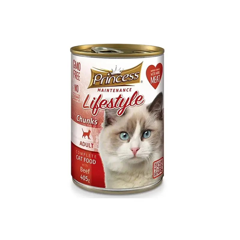 [D140000] Princess Adult Cat, Beef Chunks 405g