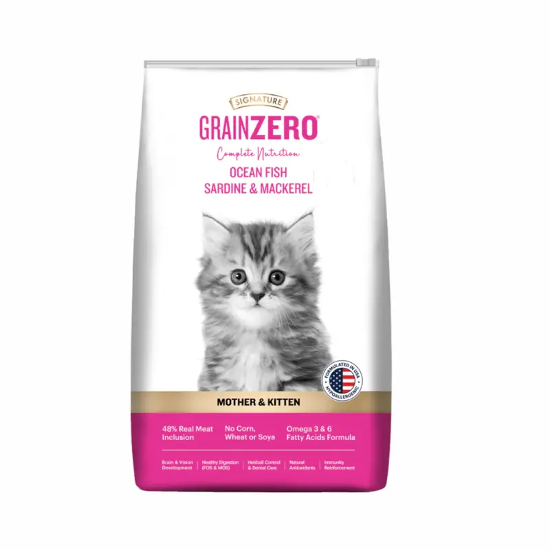 Signature Grain Zero Ocean Fish, Sardine and Mackerel Mother and Kitten Cat Dry Food (3 Kg)